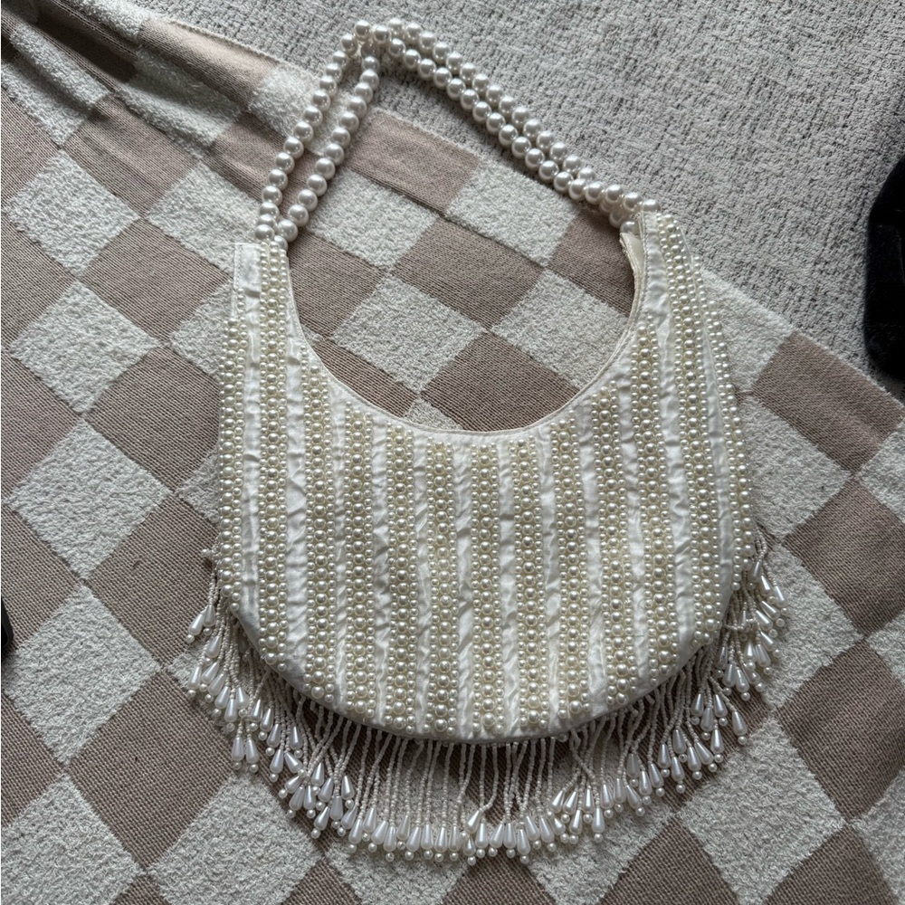 Bridal Beaded Pearl Fringe Shoulder Bag